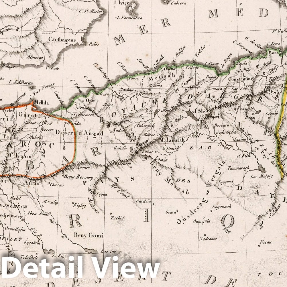 North Africa - Morocco, Algeria, Tunisia, 1812 - Historical Map Print