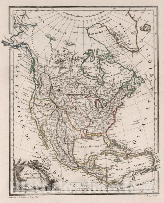 Historic Map : World Atlas Map, Amerique Septentrionale. 1812 - Vintage Wall Art