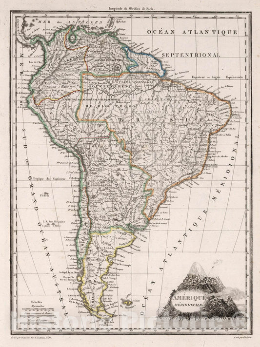 Historic Map : World Atlas Map, Amerique Meridionale. 1812 - Vintage Wall Art
