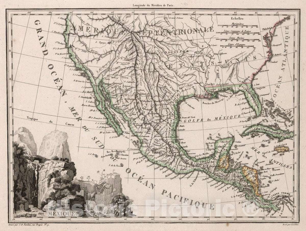 Historic Map : Mexico,Mexique. 1812 , Vintage Wall Art