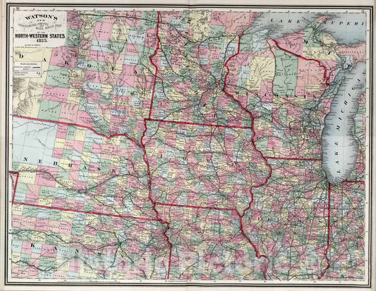 Historic Map : North-Western States. 1875 - Vintage Wall Art