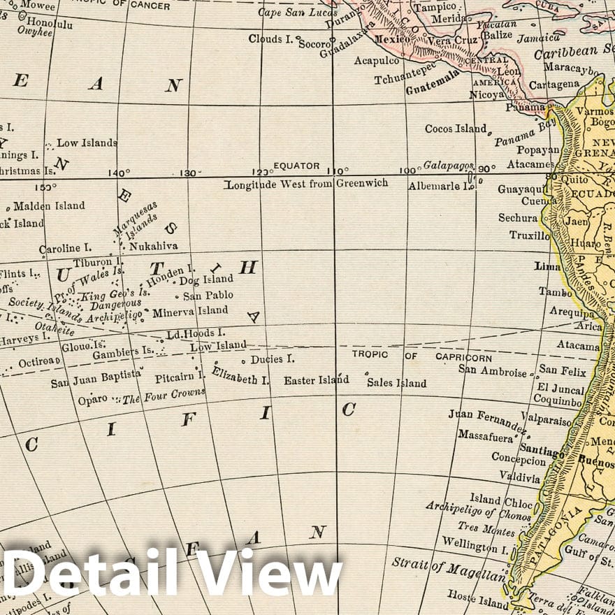 Western Hemisphere - Railroad Map, 1882 - Cram's Atlas Reproduction