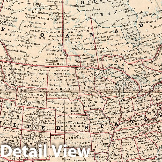 North America - Railroad Map, 1882 - Historical Map Print