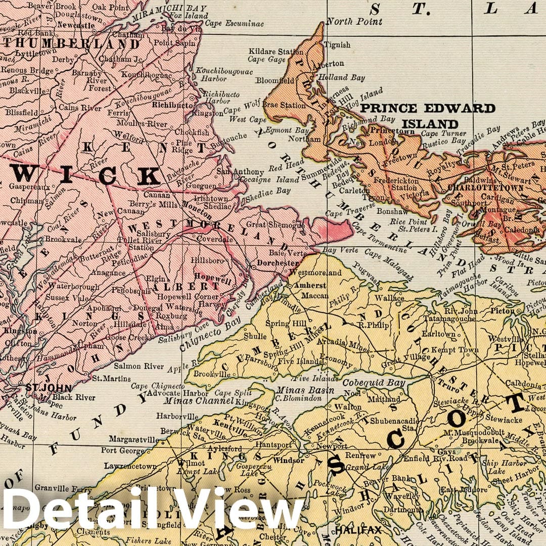 Nova Scotia and New Brunswick - Railroad Map, 1882 - Cram's Family Atlas