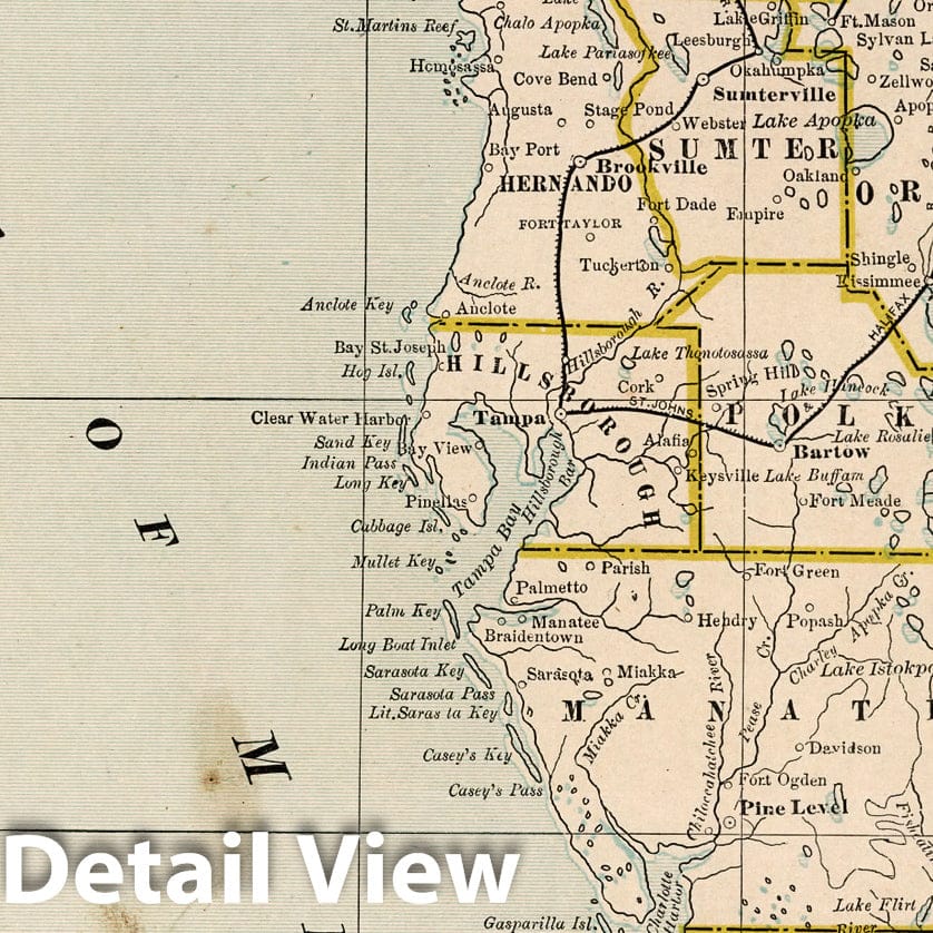 Historic Map : World Atlas Map, Florida. 1882 - Vintage Wall Art