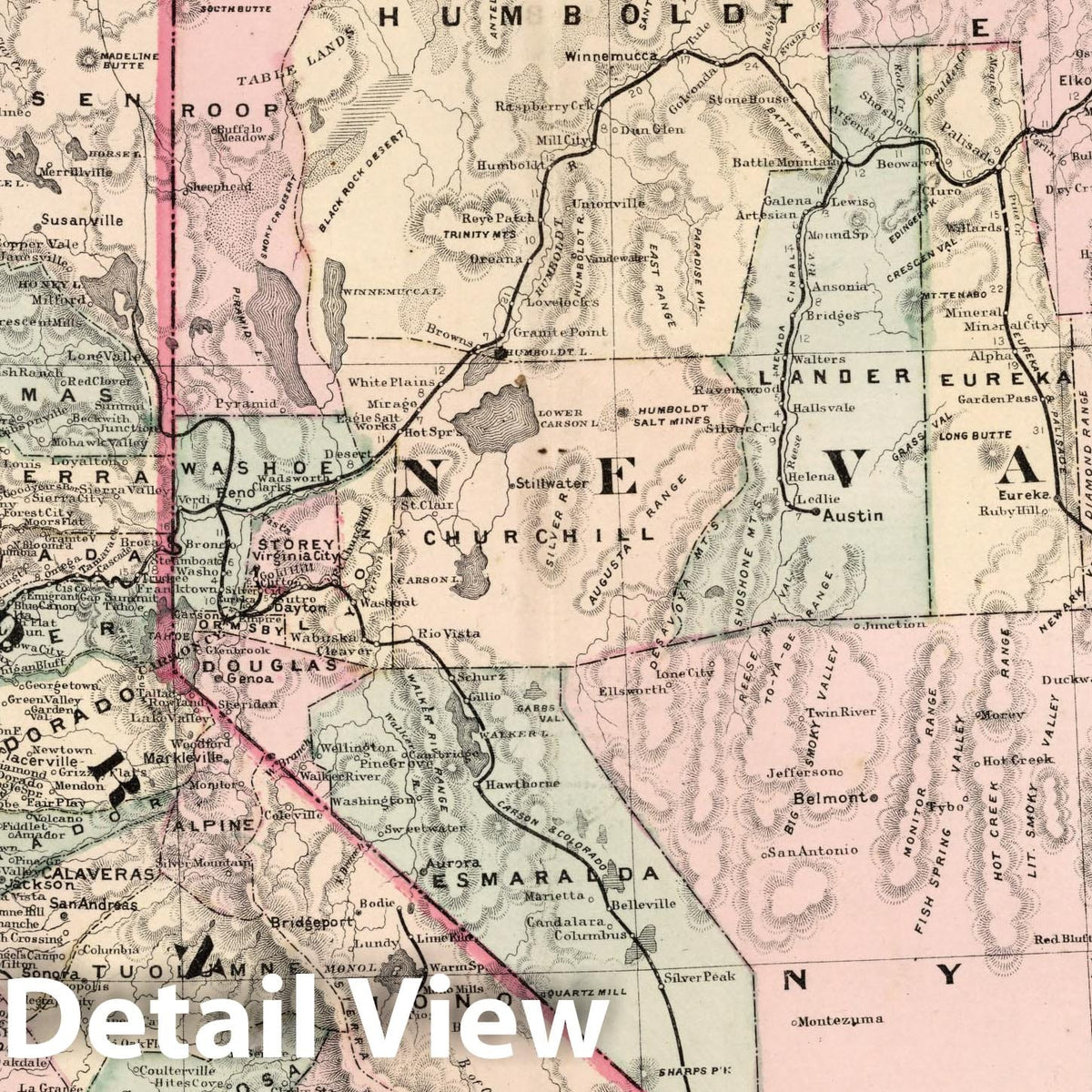 Northern California and Nevada - Railroad Map, 1882 - Cram's Atlas