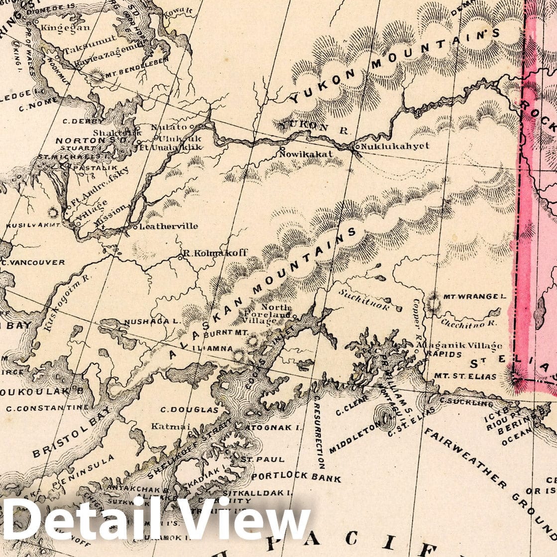 Alaska - Railroad Map, 1882 - Cram's Family Atlas Print