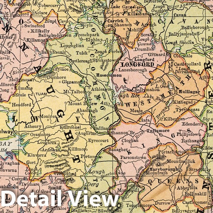 Ireland - Railroad Map, 1882 - Historical Map Print
