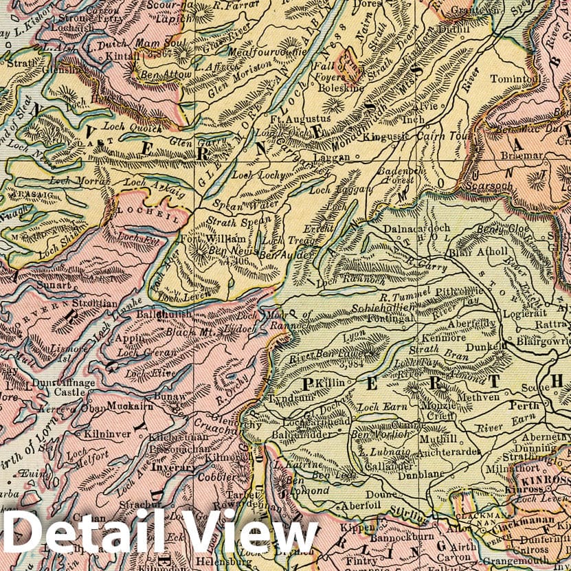 Scotland - Railroad Map, 1882 - Cram's Atlas Historical Reproduction