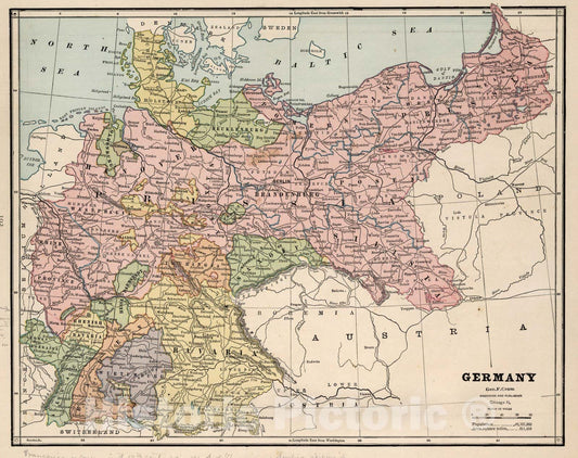 Germany - Railroad Map, 1882 - Historical Map Print