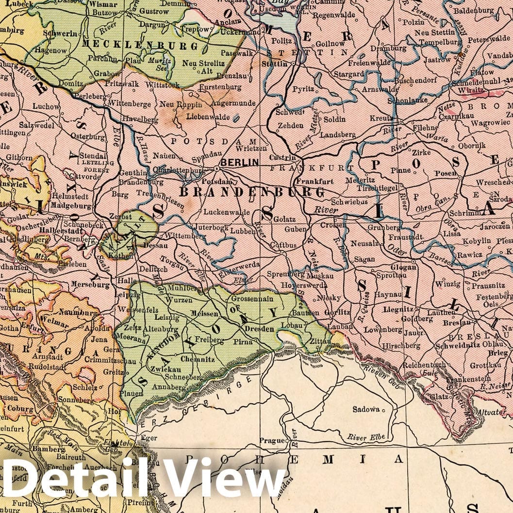 Germany - Railroad Map, 1882 - Historical Map Print