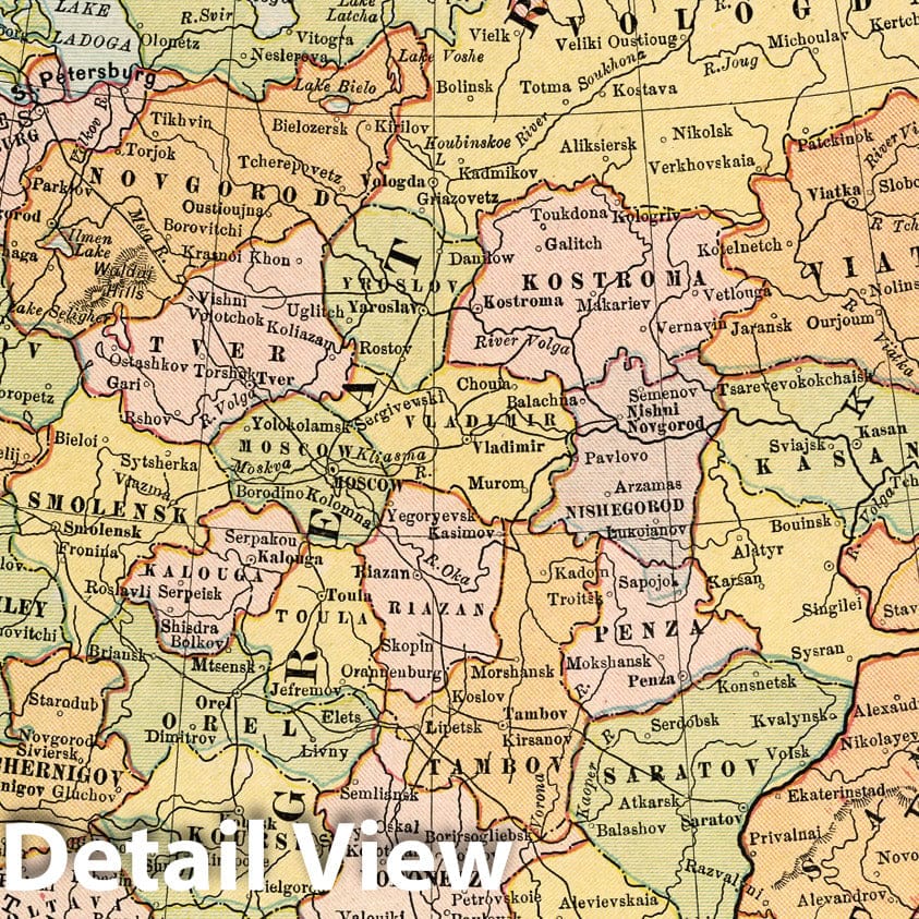 Russia - Railroad Map, 1882 - Historical Map Print