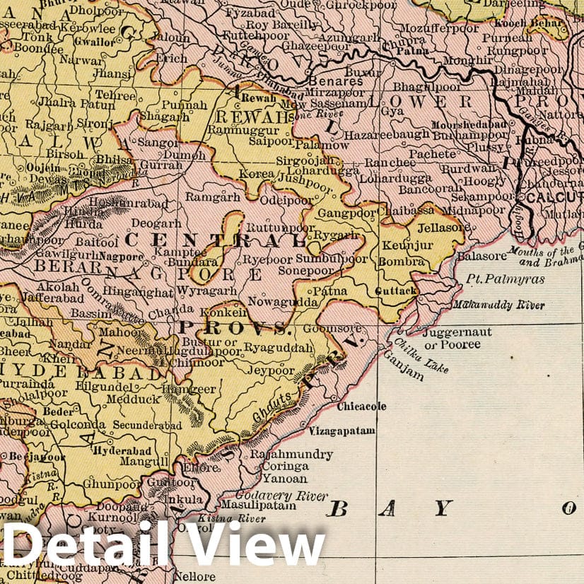 India, Nepal, Pakistan, Bangladesh - Railroad Map, 1882 - Cram's Atlas