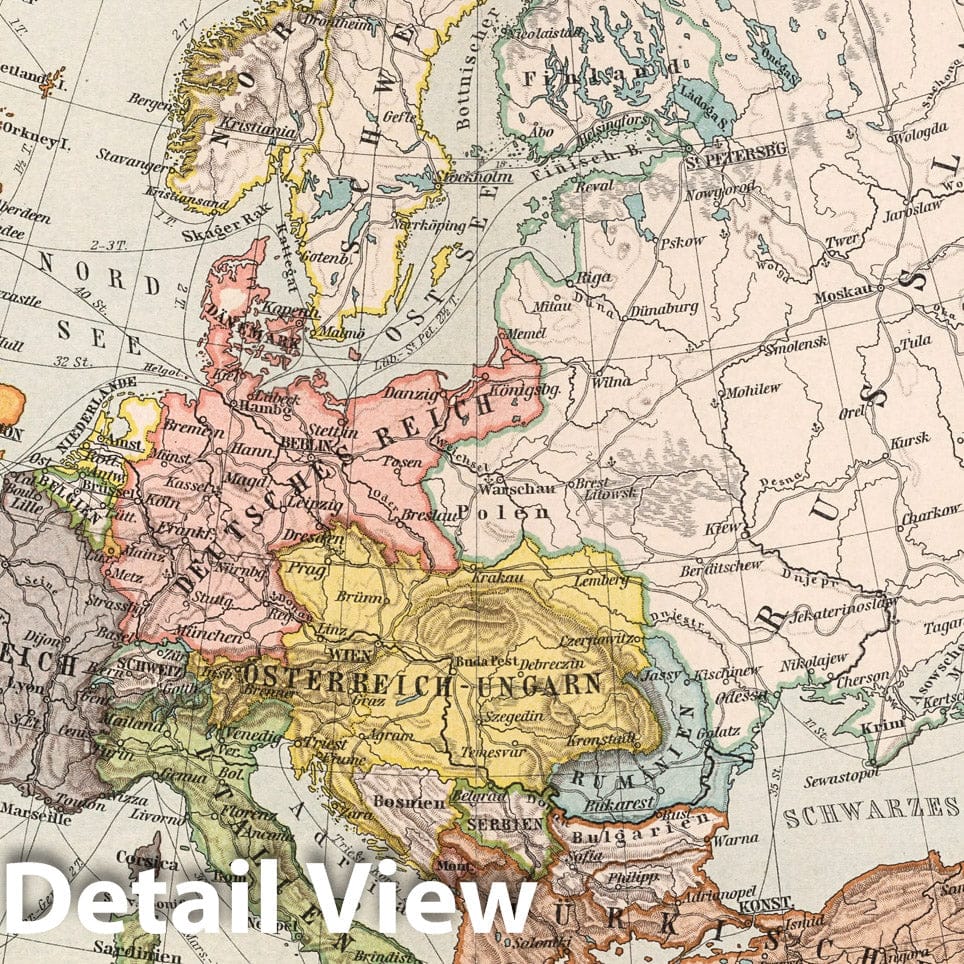 Europe 1902 Historical Map Print - Sydow-Wagner School Atlas