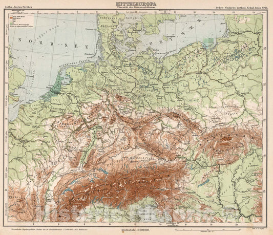 Historic Map : School Atlas Map, No. 16. Mitteleuropa. 1902 - Vintage Wall Art