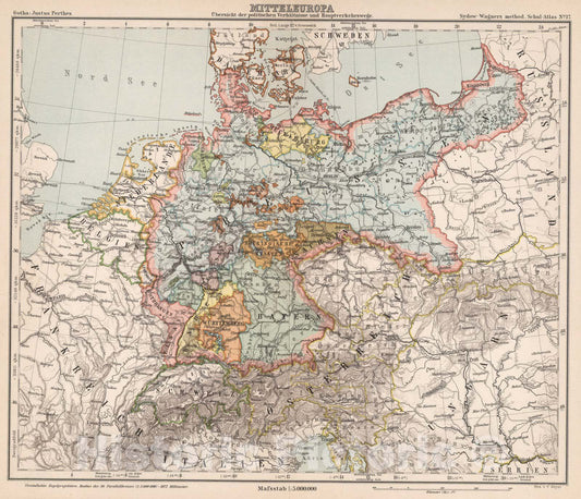 Historic Map : School Atlas Map, No. 17. Mitteleuropa. 1902 - Vintage Wall Art