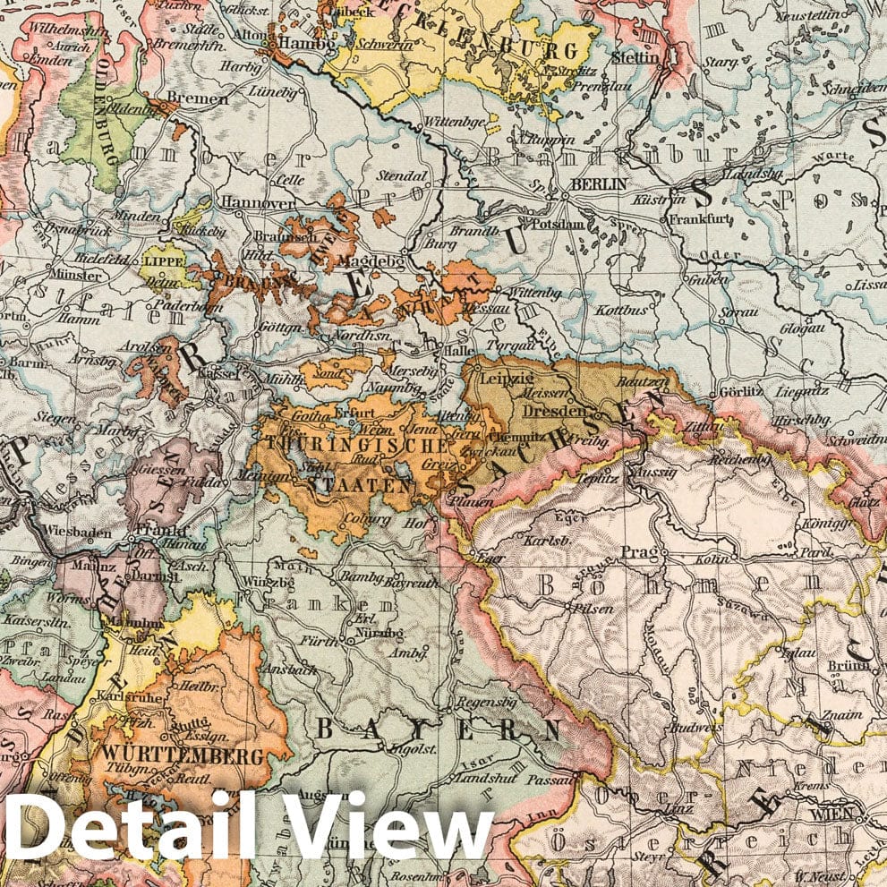 Central Europe 1902 Historical Map Print
