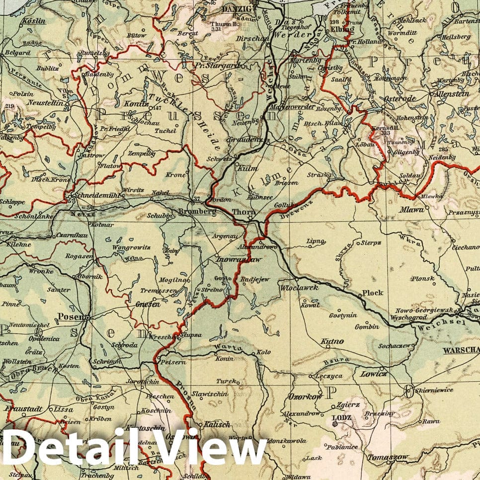 Northeastern Germany - Physical Map, 1902 - Historical Map Print