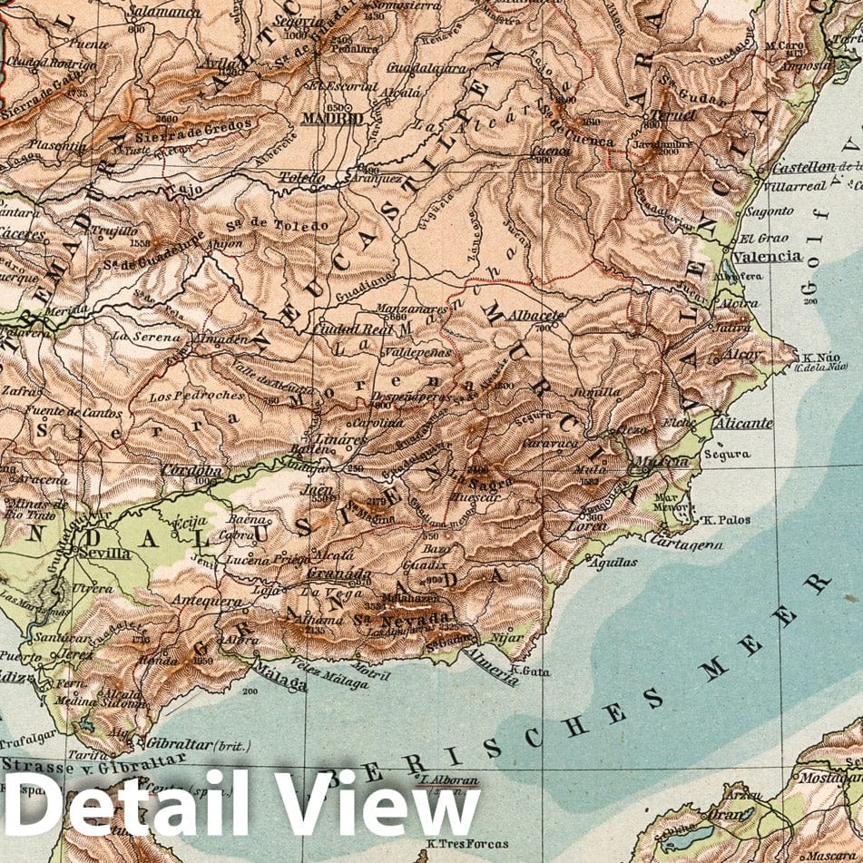 Spain, Portugal, and Iberian Peninsula, 1902 - Historical Map Print