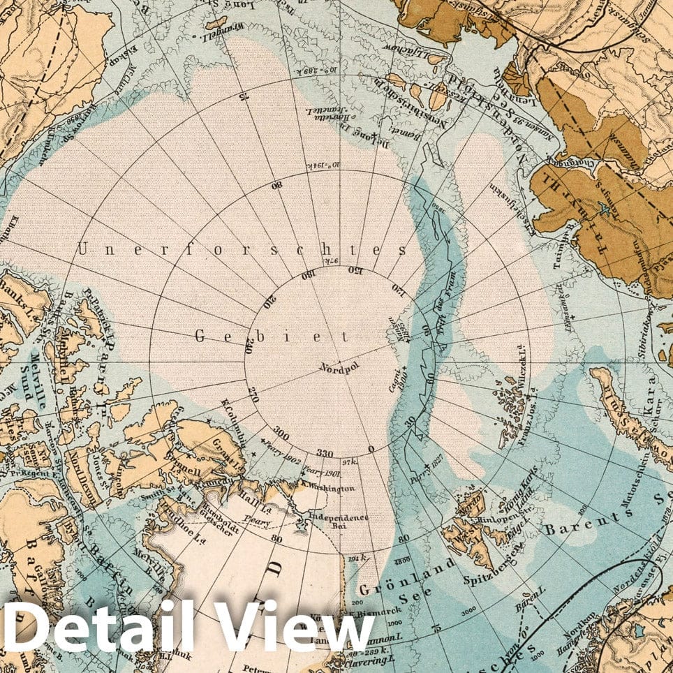 Historic Map : School Atlas Map, No. 33. Nordpolarkarte. 1902 - Vintage Wall Art