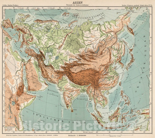 Historic Map : School Atlas Map, No. 35. Asien. 1902 - Vintage Wall Art