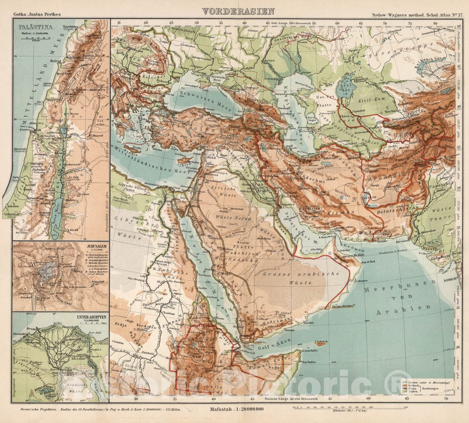 Historic Map : Saudi Arabia, Middle EastNo. 37. Vorderasien. 1902 , Vintage Wall Art