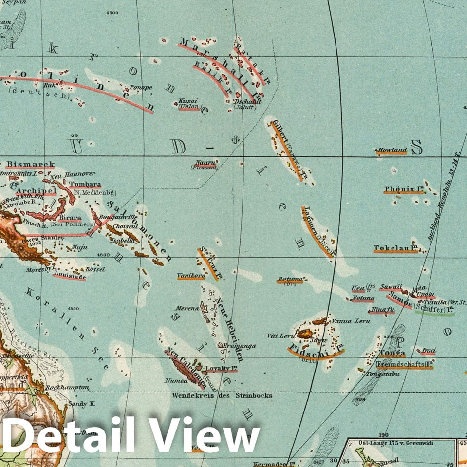 Australia and Polynesia, 1902 - Historical Map Print