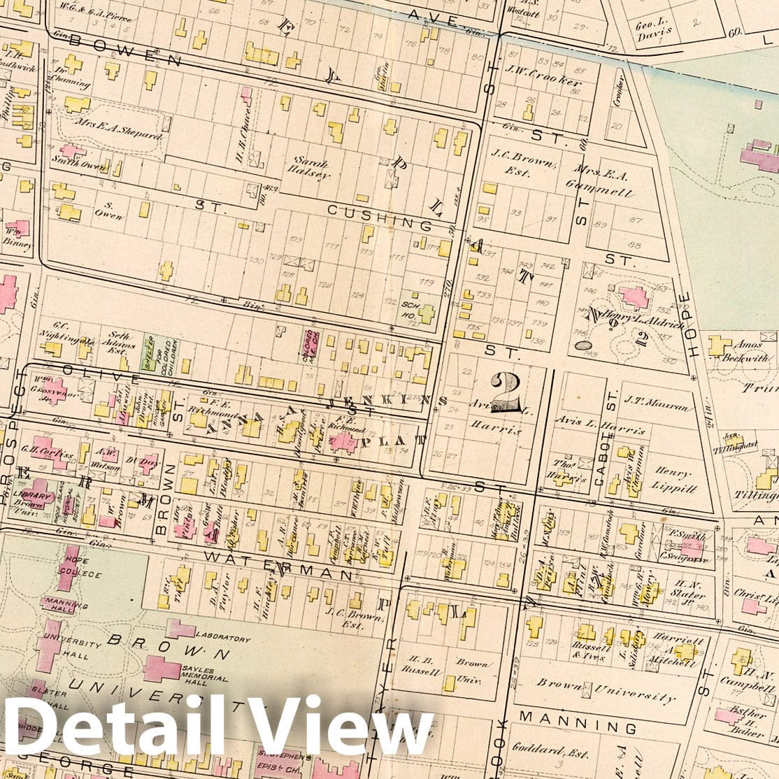 Providence, Rhode Island - Plate No. 2, 1882 - Historical City Plan Map Print