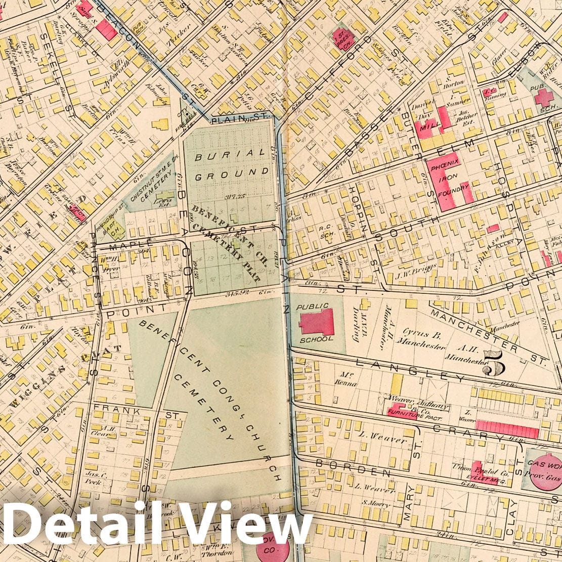 Providence, Rhode Island - Property Map, 1882 - Historical Map Print