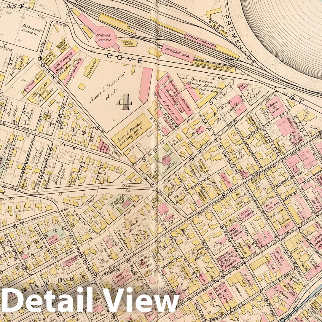 Providence, Rhode Island - Plate No. 7, 1882 - Historical City Plan Map Print