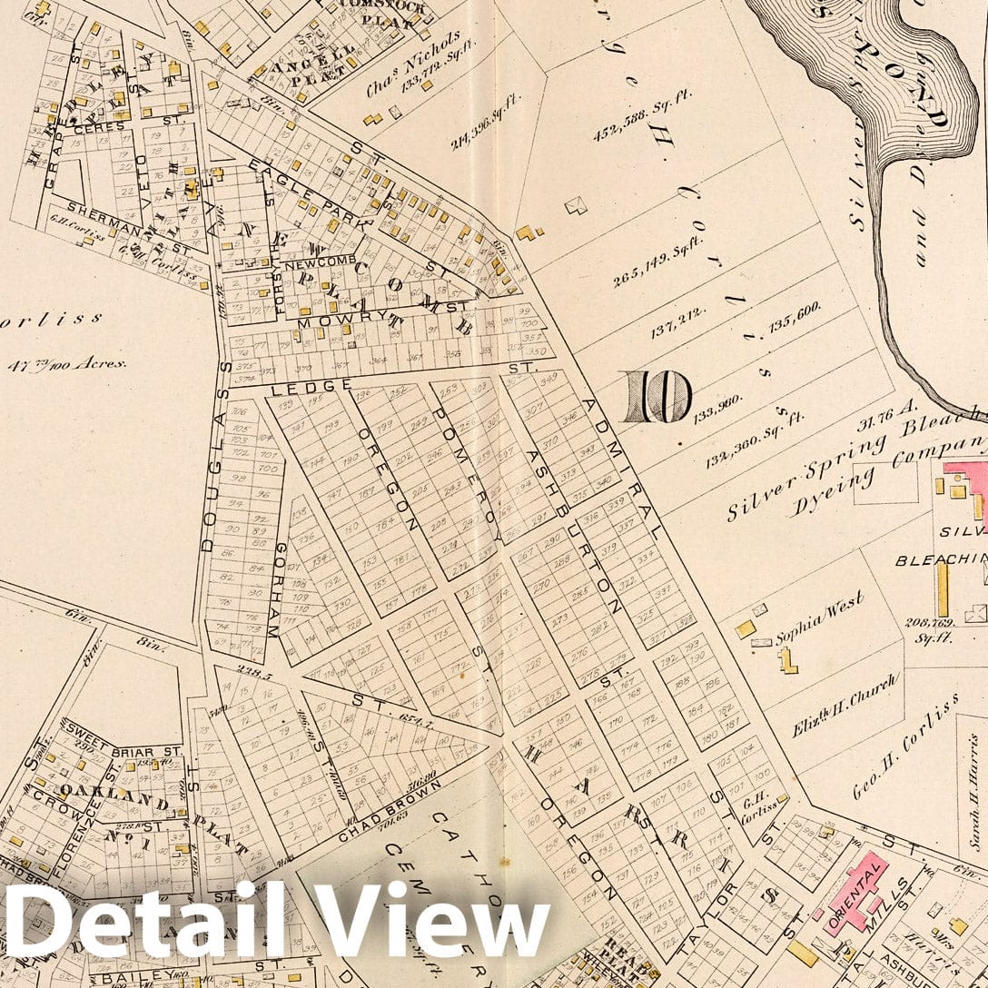 Providence, Rhode Island - Plate No. 9, 1882 - Historical City Plan Map Print
