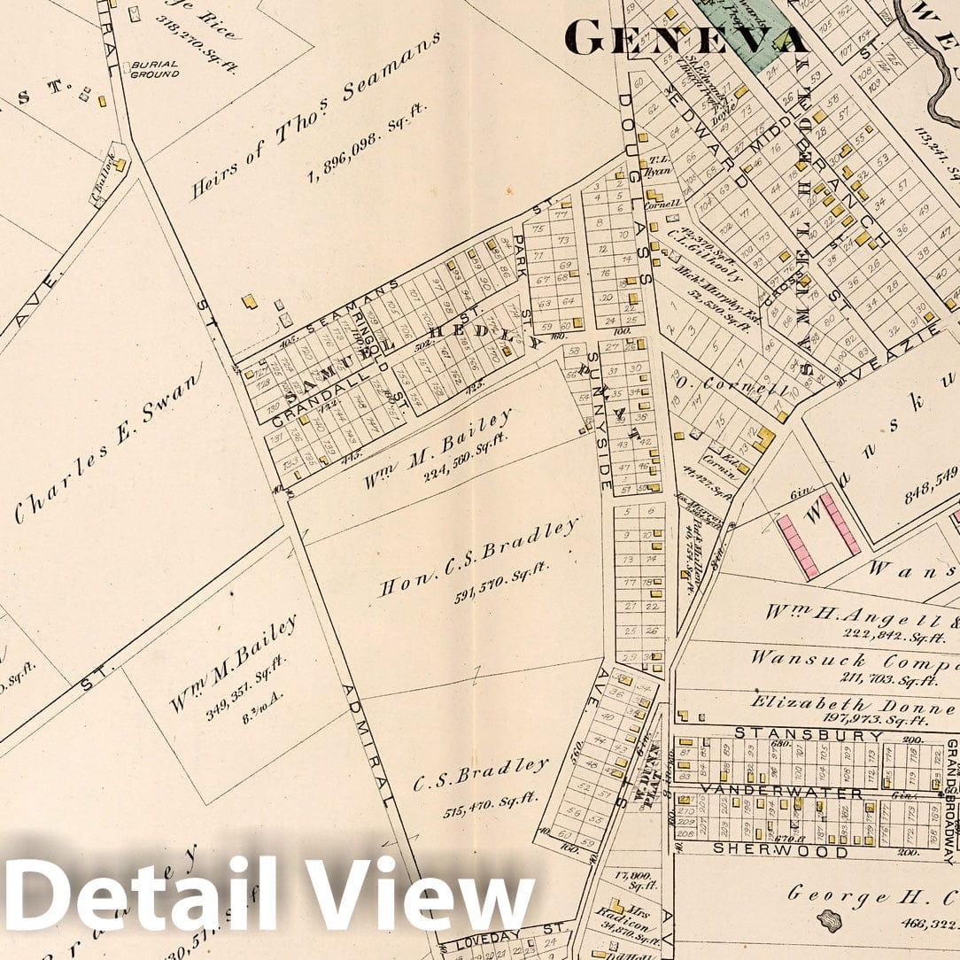 Ward 10 - Property Map, 1882 - Providence RI Historical Map Print
