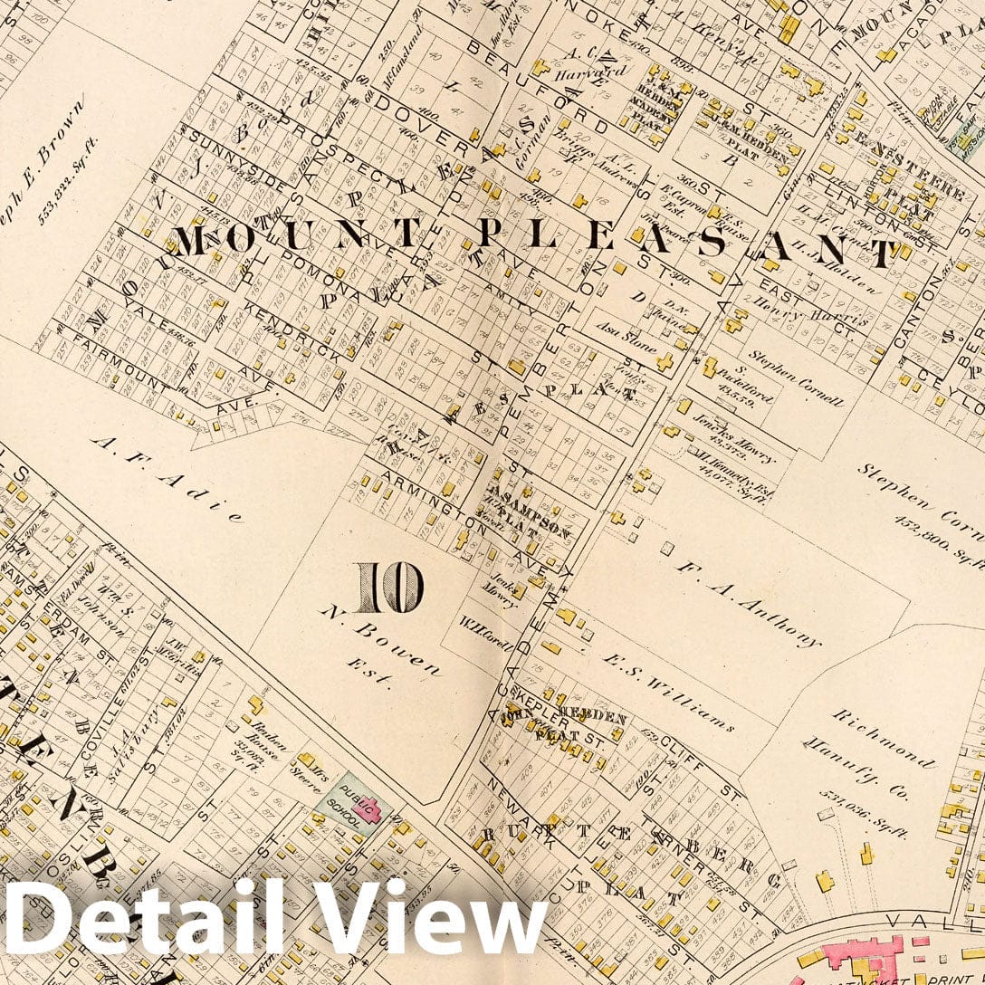 Providence, Rhode Island - Property Map, 1882 - Historical Atlas Plate