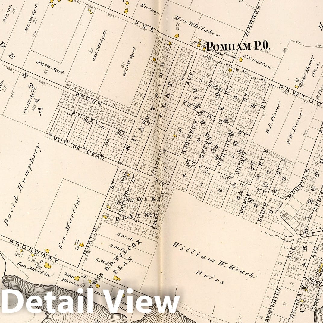 East Providence, Rhode Island - Property Map, 1882 - Historical Atlas Plate