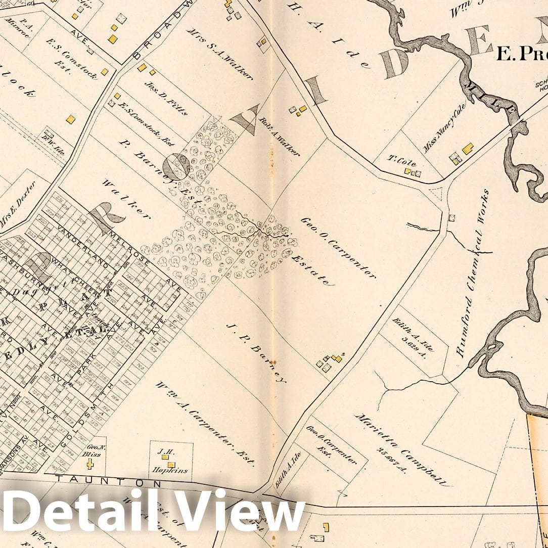 Seekonk and East Providence - Property Map, 1882 - Historical Atlas Plate
