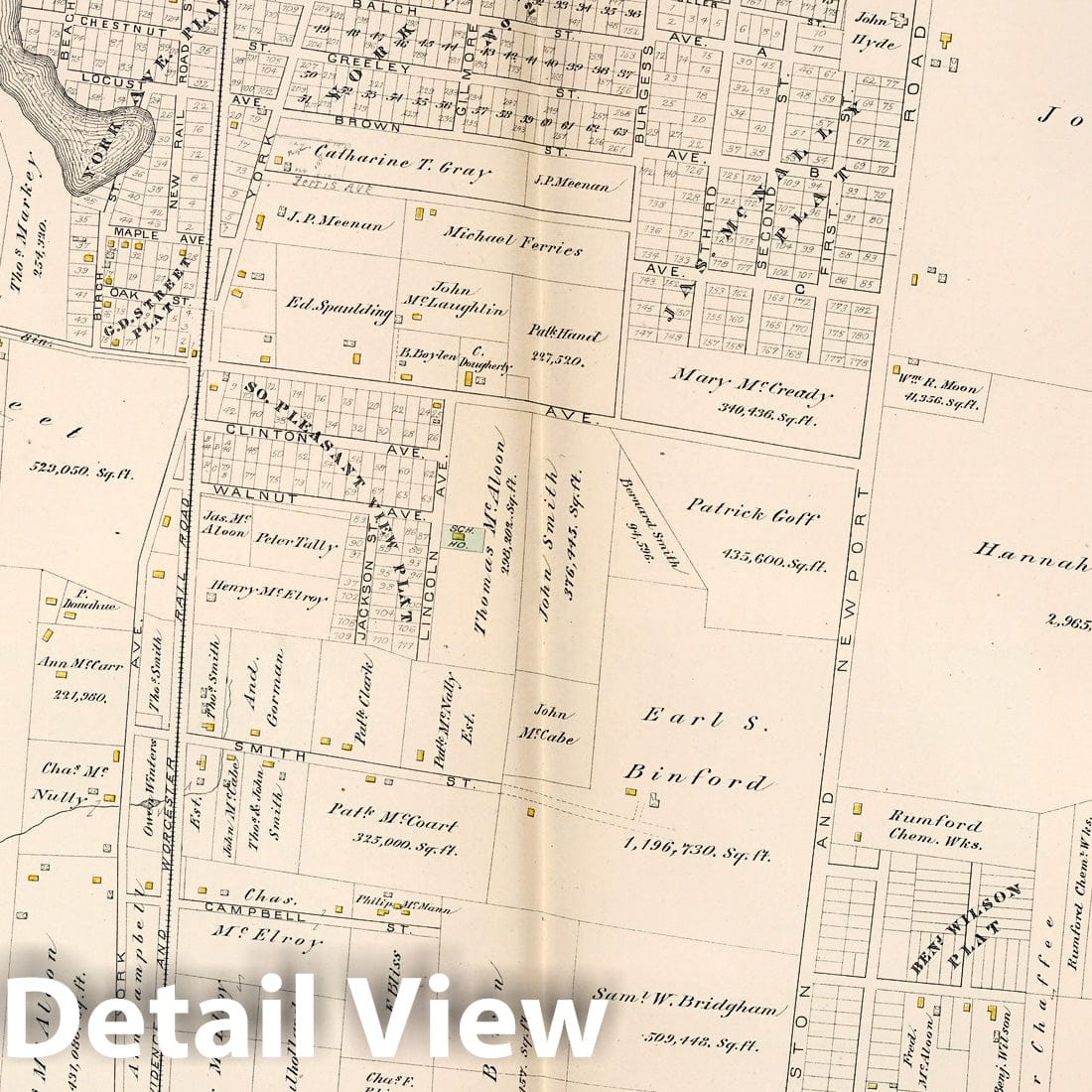 Pawtucket, Rhode Island - Property Map, 1882 - Historical Atlas Print
