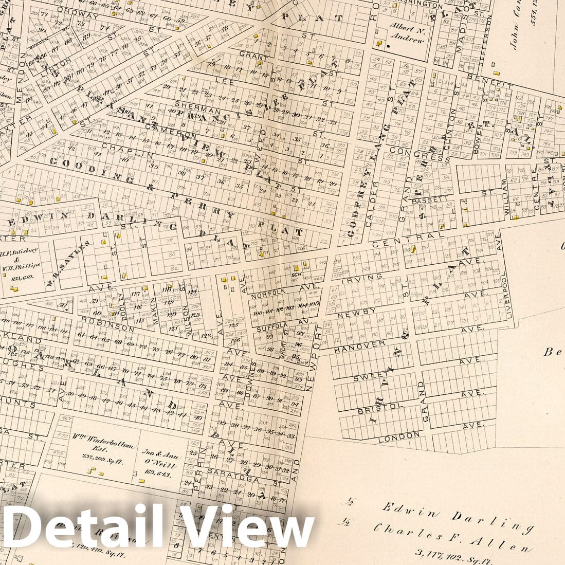 Pawtucket, Rhode Island - Property Map, 1882 - Historical Map Print
