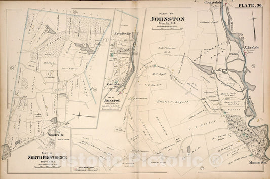 North Providence and Johnston, Rhode Island - Property Map, 1882