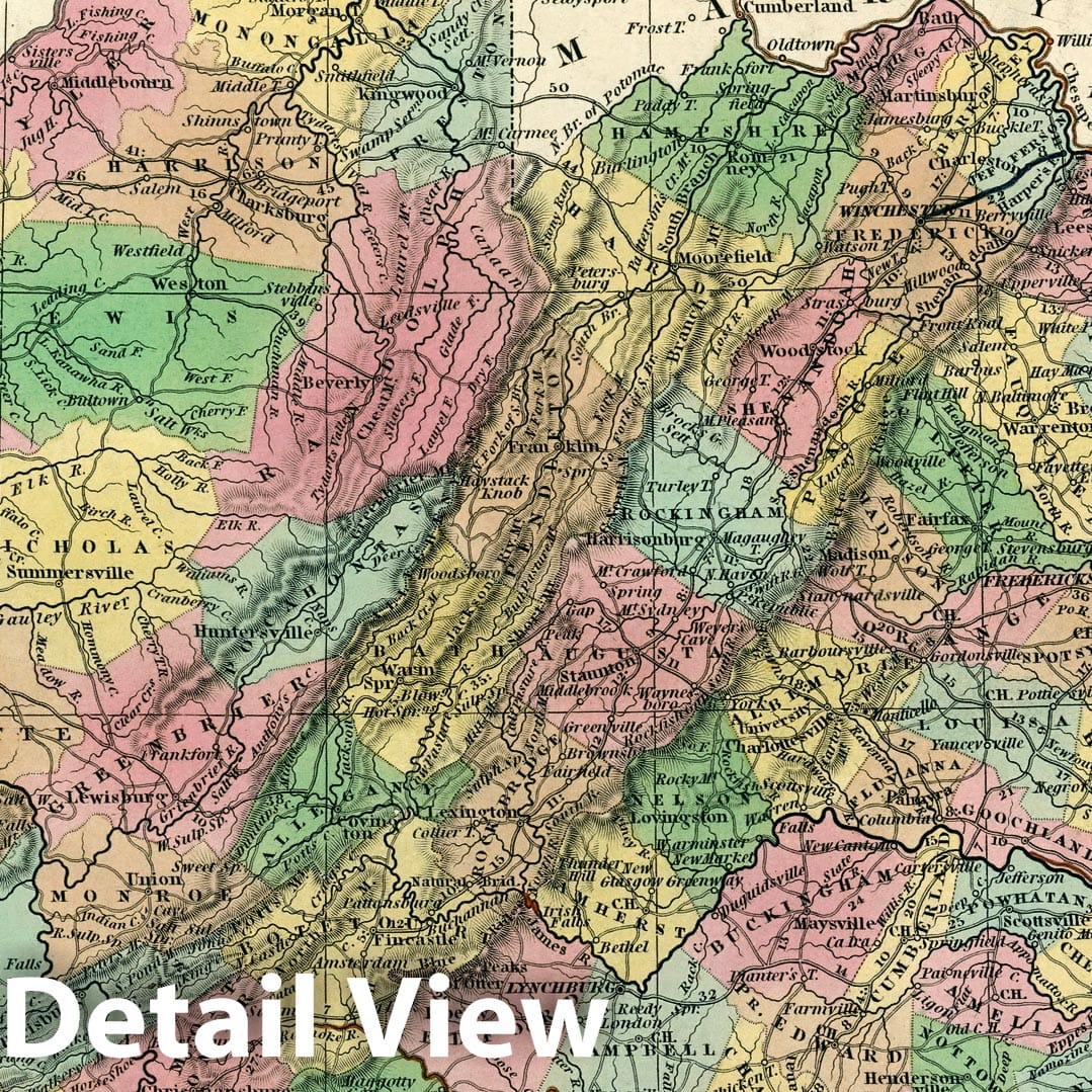 Historic Map : World Atlas Map, Virginia. 1833 - Vintage Wall Art