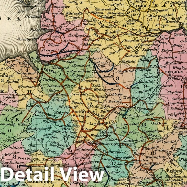 England - Railroad Map, 1833 - Tanner's Universal Atlas Print