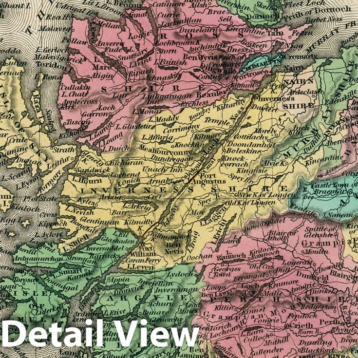 Scotland, 1833 - Historical Map Print from Tanner's Universal Atlas