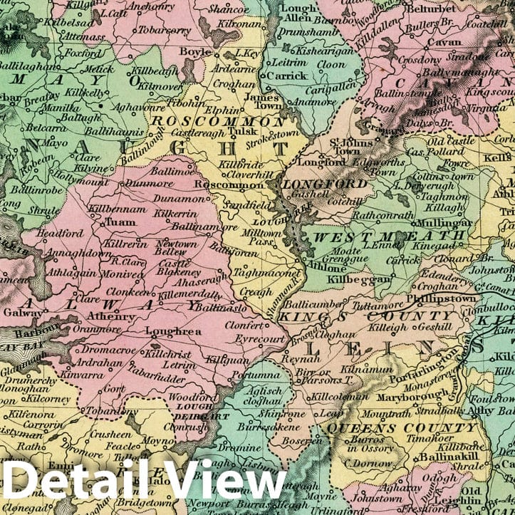 Ireland, 1833 - Historical Map Print from Tanner's Universal Atlas