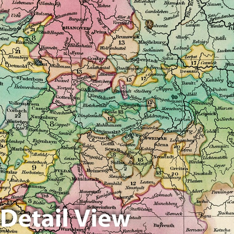 Germany, 1833 - Historical Map Print from Tanner's Universal Atlas