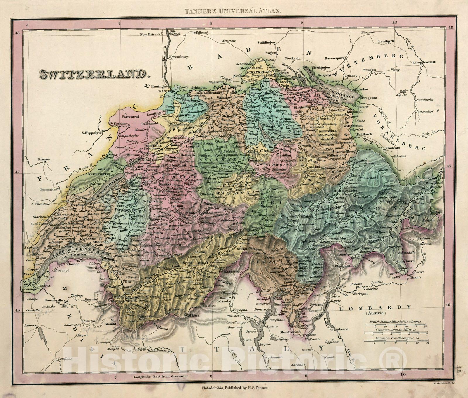 Historic Map : World Atlas Map, Switzerland. 1833 - Vintage Wall Art