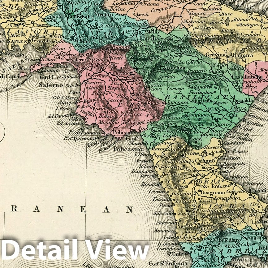 Kingdom of Naples and the Two Sicilies, 1833 - Historical Map Print
