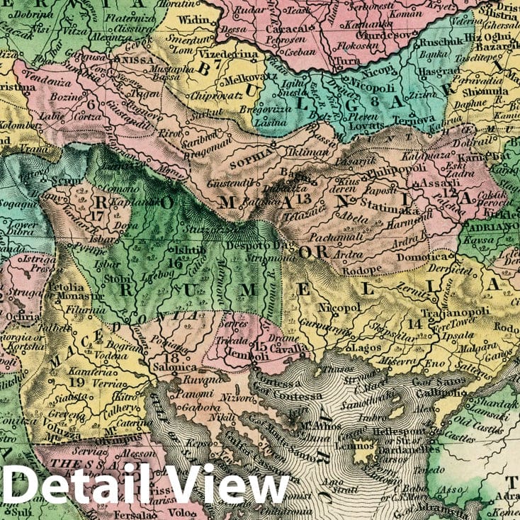 Turkey in Europe, 1833 - Historical Map Print from Tanner's Universal Atlas