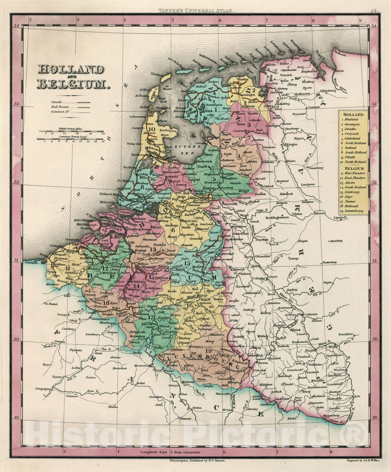 Historic Map : World Atlas Map, Holland and Belgium. 1833 - Vintage Wall Art