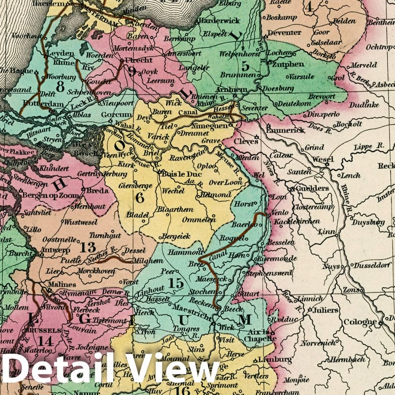 Holland and Belgium (Netherlands and Belgium), 1833 - Historical Map Print