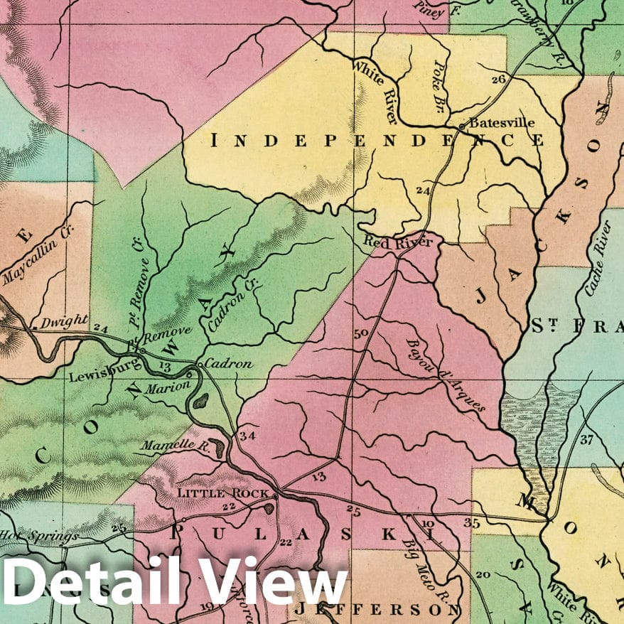 Arkansas, 1833 - Historical Map Print from Tanner's Universal Atlas