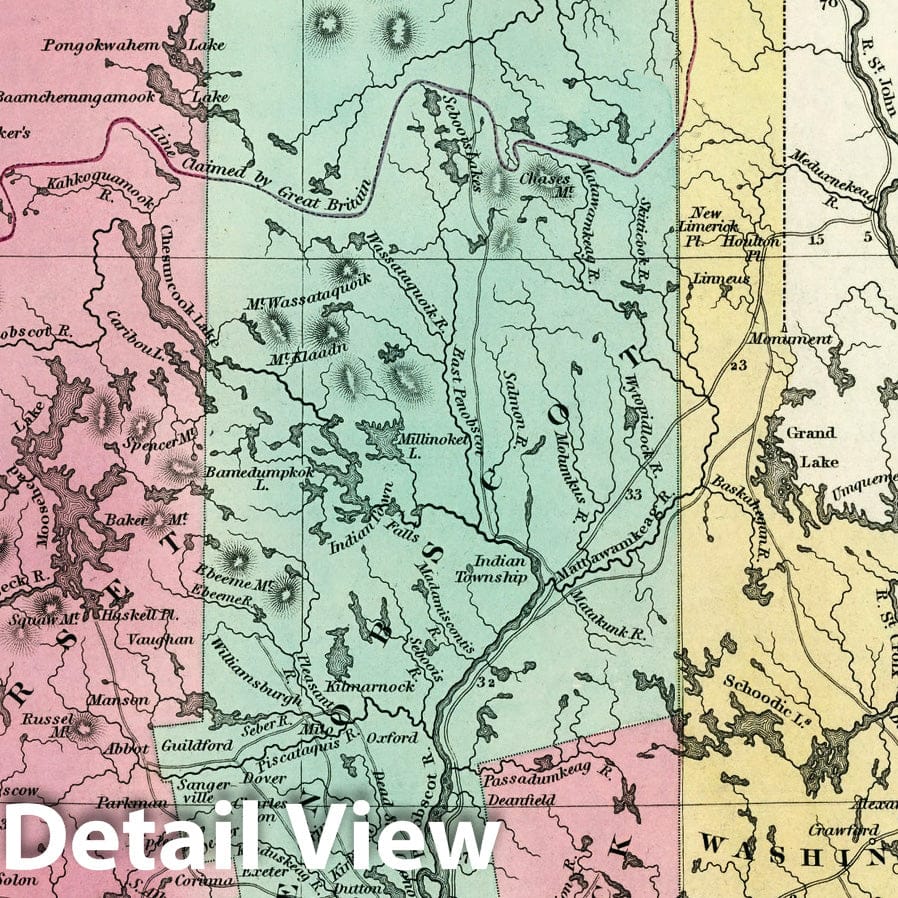 Maine Historical Map Print - Tanner's Universal Atlas, 1836